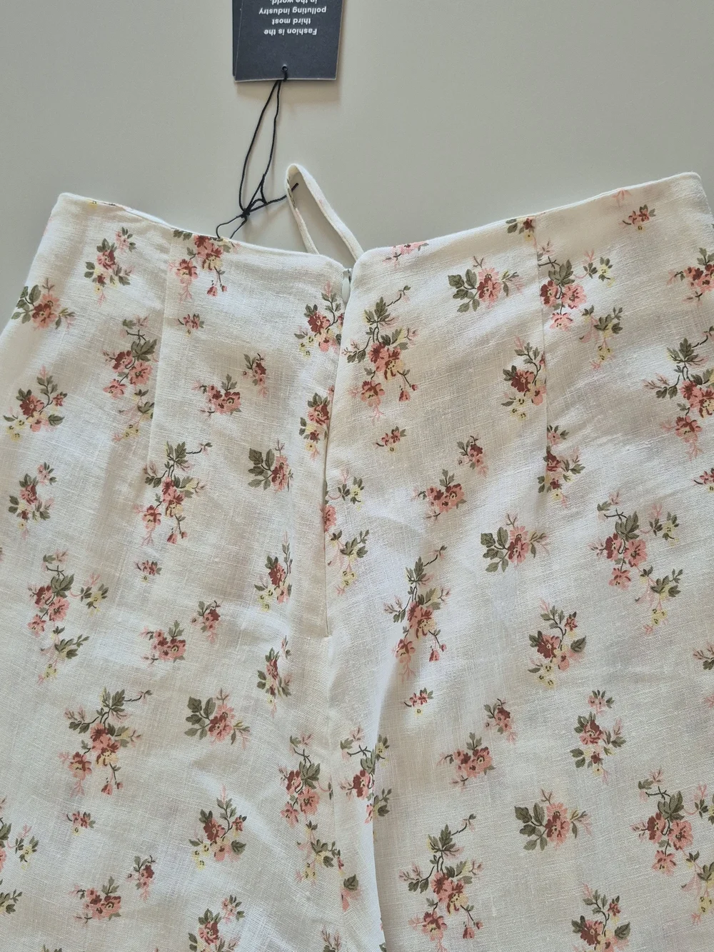NWT Reformation Cream Set Floral Crop Top & Cropped Wide-Leg Pants, Size 8